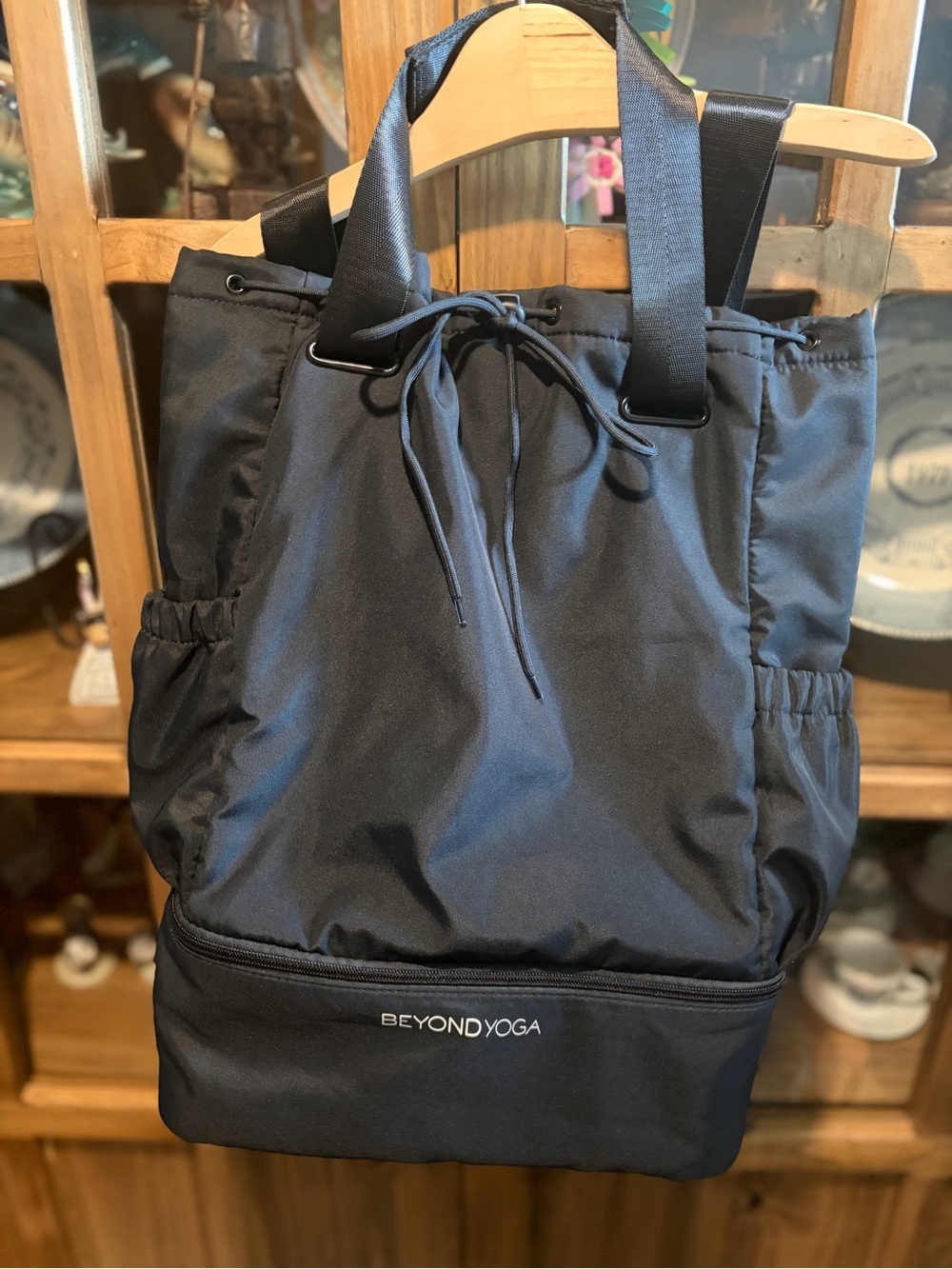 Beyond Yoga Black Gym Logo Zip Pouch